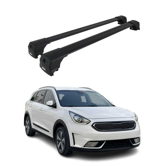 For 2017-2022 Kia Niro Alu Roof Racks Cross Bars Luggage Carrier Black 2Pcs