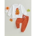 thumbnail image 2 of Wassery Infant Baby Girls 2Pcs Fall Clothes 6M 12M 18M 2T 3T Toddler Girl Halloween Outfits Set Long Sleeve Pumpkin Print Sweatshirts Tops + Drawstring Pants Sets, 2 of 8