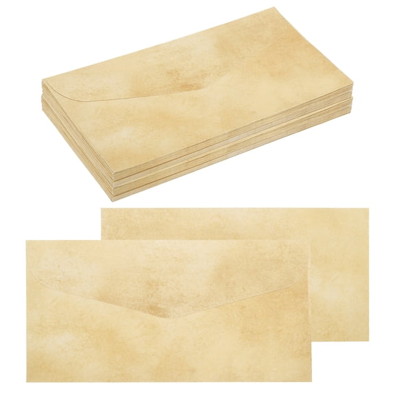 48 Packs Envelopes Vintage Aged Paper Earthy Yellow -9 x 4 Inch for Letter Writing, Invitations