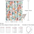 thumbnail image 4 of Pink Floral Shower Curtain, Flowers with Green Leaf Fabric Bathroom Curtains Set with Hooks, Blue and Pink Shower Curtains Blossom Bathroom Decor 72x72 Inches Machine Washable, 4 of 6