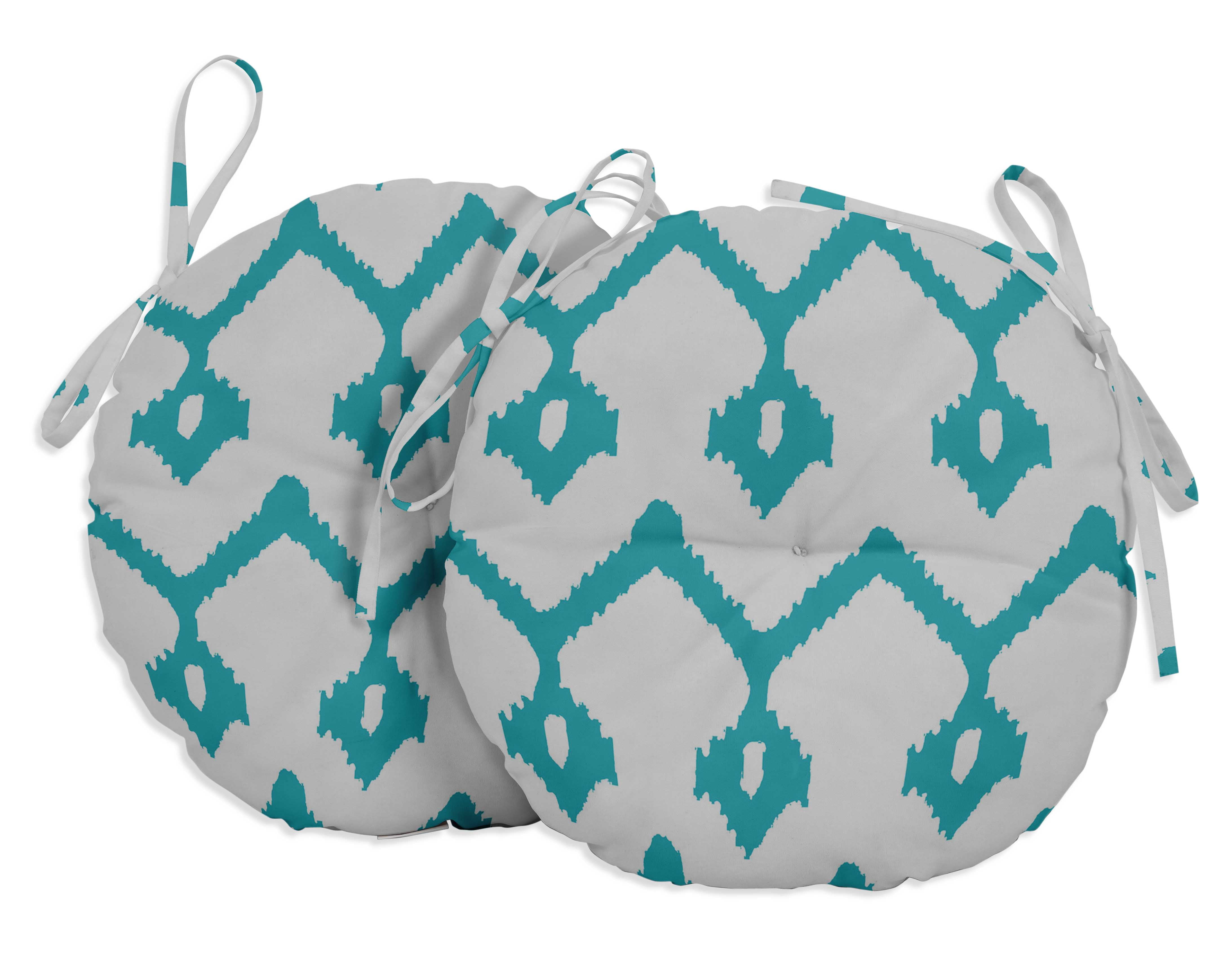 Vargottam Indoor/Outdoor Round Bistro Chair Cushions Block Print 15