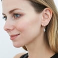 thumbnail image 2 of BERRICLE Sterling Silver Solitaire Pear Cut Cubic Zirconia CZ Fashion Hoop Huggie Earrings for Women 0.5 inch, Rhodium Plated, Pear Cut, 2 of 3
