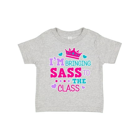 

Inktastic Back to School I m Bringing Sass to the Class with Crown Gift Toddler Toddler Girl T-Shirt