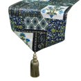 thumbnail image 1 of The HomeCentric Decorative Niloufar Blue Table Runner 14'' x 72'' Persian Floral Tassels Satin Table Linen, 1 of 3