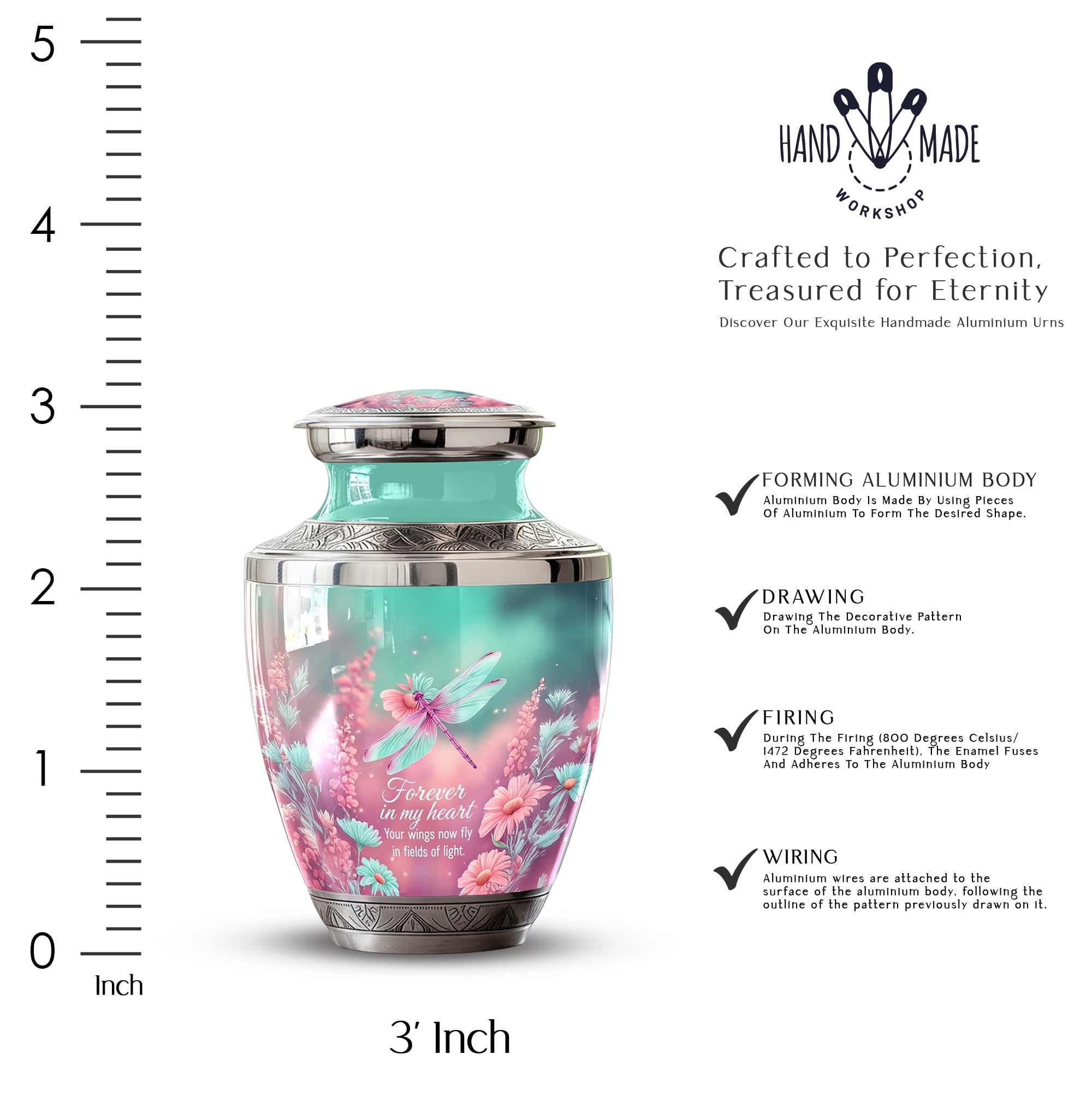 Dragonfly Urns for Ashes Adult Female - Large Urns for Human Ashes Adult Man - Decorative Urn for Female - Small Ash Holder for Mom & Dad ( Size:- 10" 1Pc, 3" 4Pc )