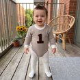 thumbnail image 5 of RUINIXCW Infant Boy Birthday Romper Long Sleeve Crew Neck Number Embroidery Jumpsuit, 5 of 5