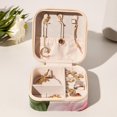thumbnail image 6 of Rose Travel Portable Square Decorative Box Jewelry Stand: All-in-One Earring Holder, Ring Keeper, Necklace & Bracelet Organizer - Storage Box for Girls and Women, 6 of 6