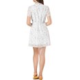 thumbnail image 3 of MODA NOVA Junior's Stars Print Flare Sleeve Ruffle Tie Neck Mini Dress White L, 3 of 4