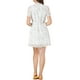 thumbnail image 3 of Vestido de camisa floral de manga corta con cuello vuelto para mujer INSPIRE CHIC L Blanco, 3 of 5