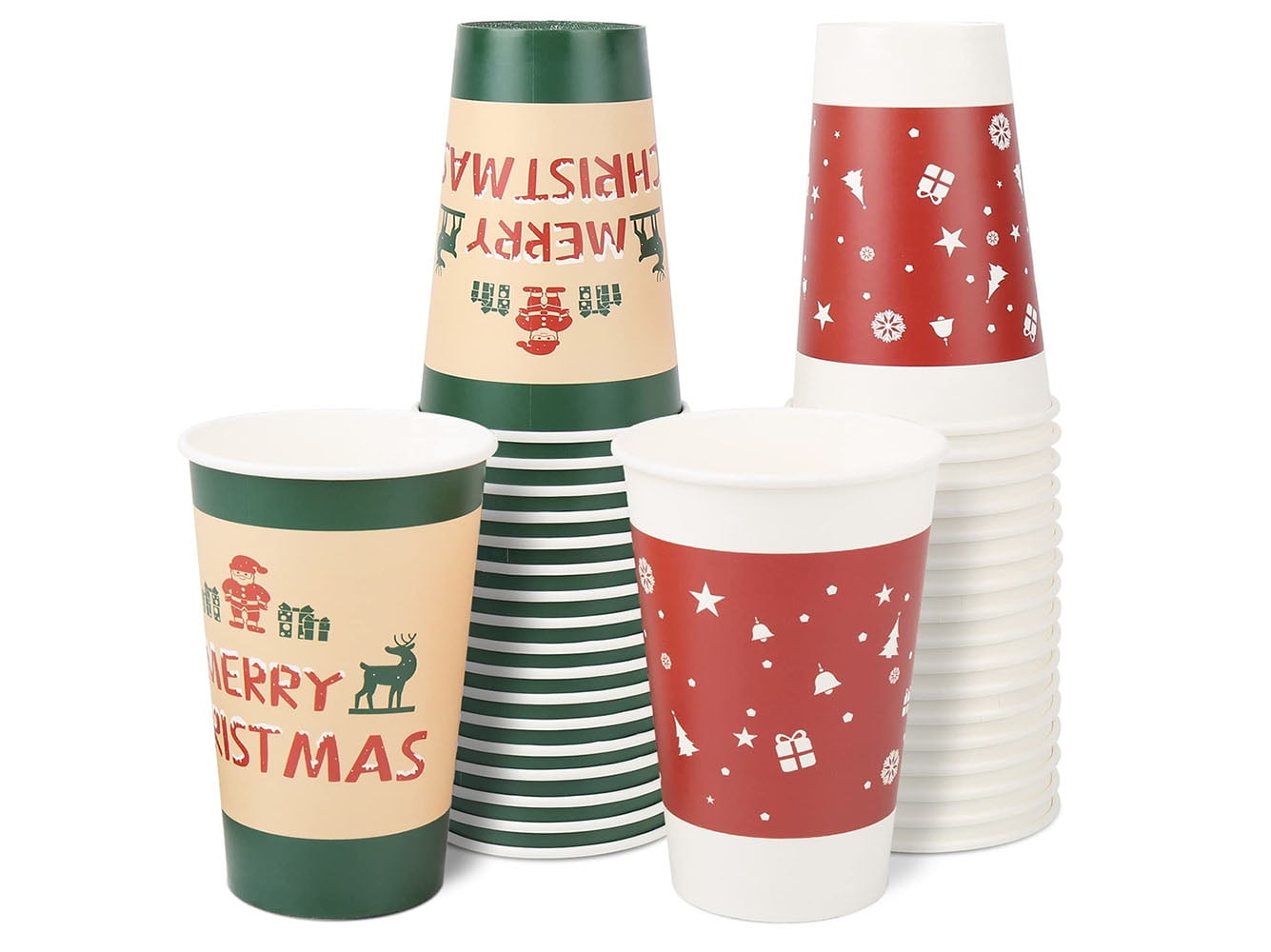 Disposable Paper Coffee Cups Christmas Cups W/O Lids Festive Cups for