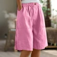 thumbnail image 2 of BLVB Linen Shorts for Women Wide Leg Knee Length Bermuda Shorts Summer Casual Long Shorts Loose High Waisted Beach Vacation Clothes, 2 of 7
