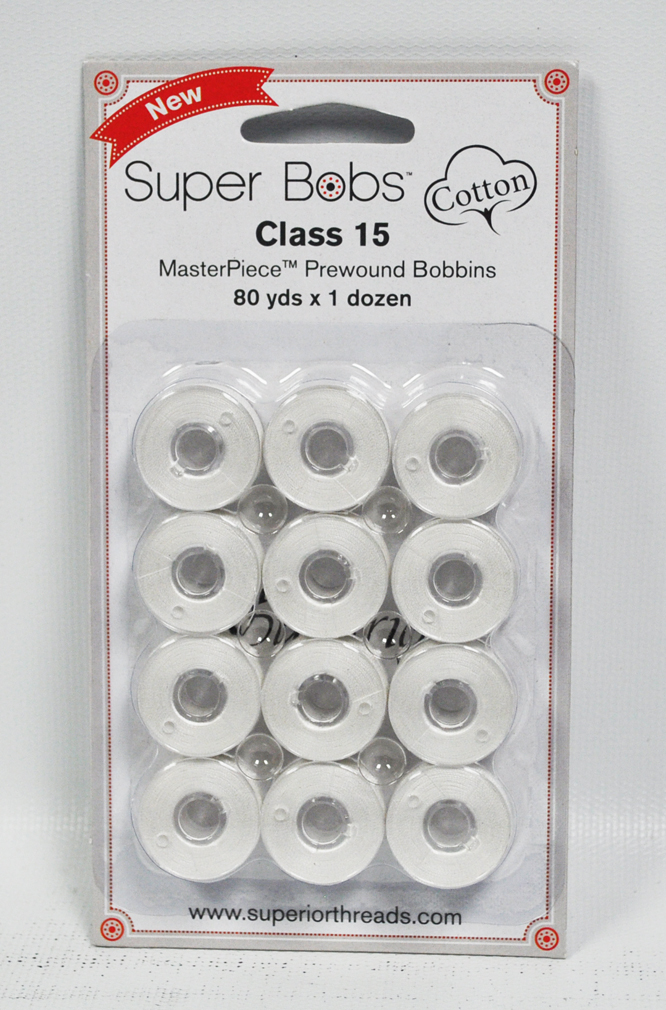 Super Bobs MasterPiece Cotton 80yd Prewound Bobbins 12ct Class 15