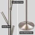 thumbnail image 2 of Kira Home Addison 68" Standing Coat Rack, 6 Hanging Hooks, Sleek Metal Silver Coat Stand, Weighted Base, Satin Steel, 2 of 8