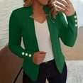 thumbnail image 4 of Dazajoo Cropped Long Sleeve Blazers for Women Plus Size Office Work Suit Jacket Cuff Button Solid Color Business Blazer,Green,L, 4 of 6