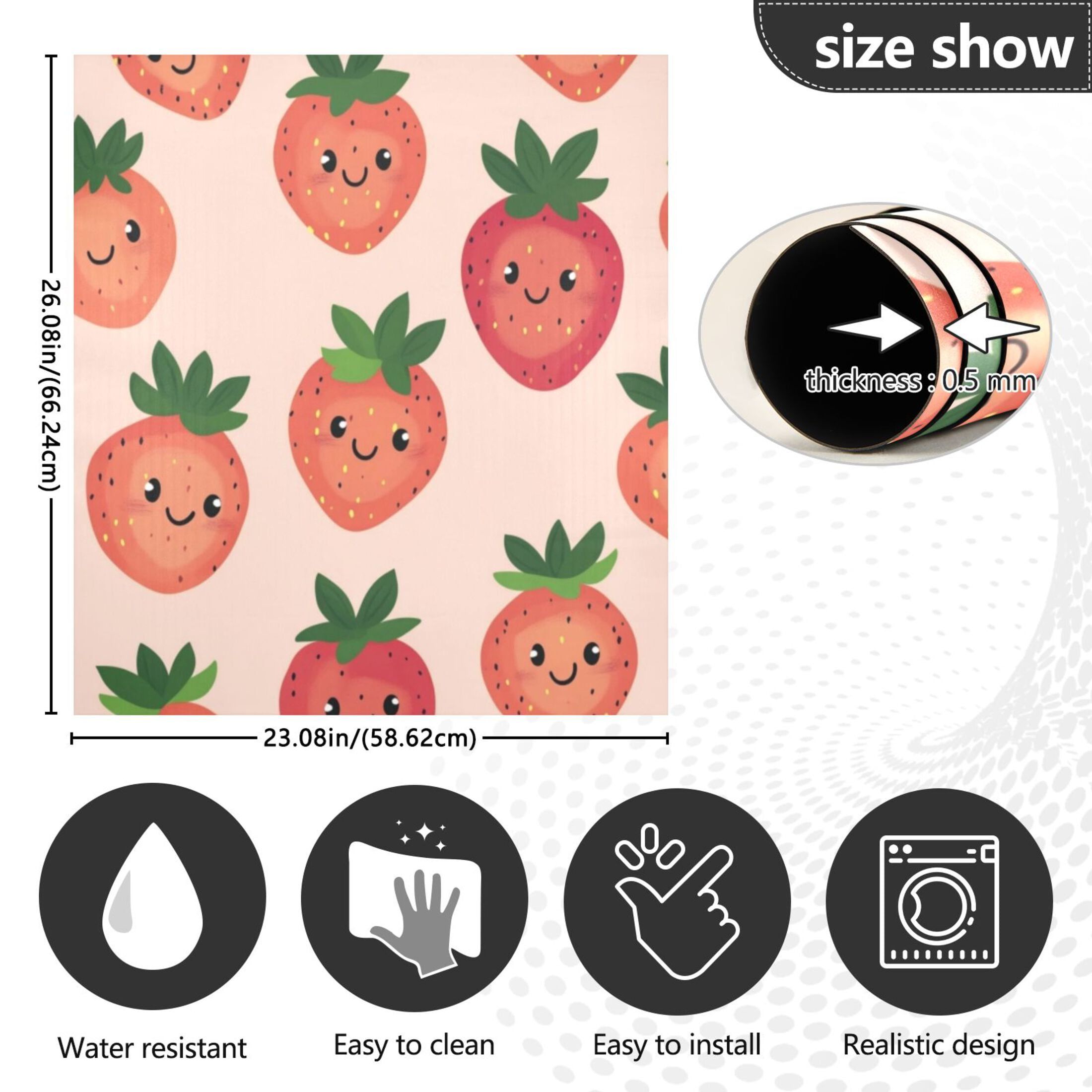 Dishwasher Magnetic Sticker 23x26 Inch Refrigerator Magnetic Sticker Washing Machine Magnetic Sticker Kitchen Panel Magnetic Sticker Home Decor Cute Cartoon Red Strawberries