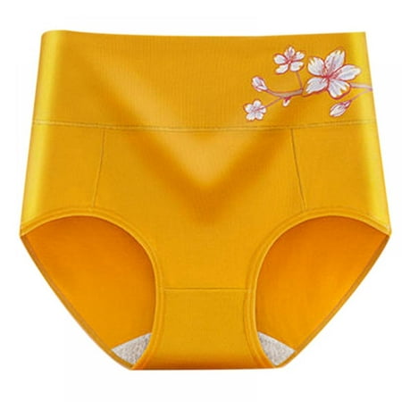 

Monfince Women Underwear High Waist Cotton Briefs Ladies Panties Tummy Control Panty Full Coverage Multipack Yellow XL