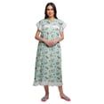 thumbnail image 2 of Moomaya Printed WoMen's Nightdress Mid Calf Length Cotton Short Sleeve Sleepwear, 2 of 6