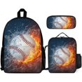 thumbnail image 1 of Backpack For Unisex Bookbags Set Lightweight Backpack With Lunch Box And Pencil Case (Compatible With ice water fire baseball ball), 1 of 6