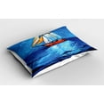 thumbnail image 2 of Ambesonne Nautical Pillow Sham 2 Pack, Sail Boat Art Picture, 26"x20", Navy Blue and Blue, 2 of 3