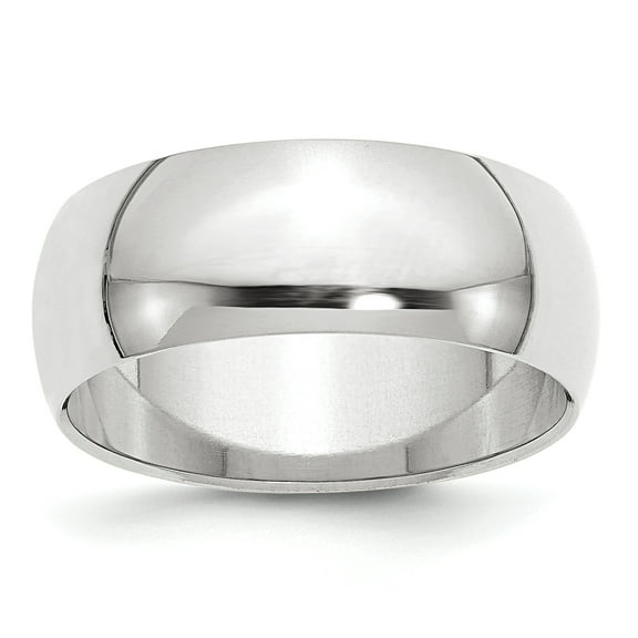 14k White Gold 8mm Half-Round Band