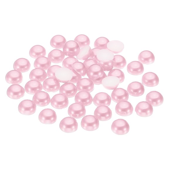 Uxcell 150Pcs Flatback Pearls Beads for Crafting, 14mm Half Round Resin Beads Flatback Pearls for Nail Charms, Light Pink