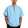 thumbnail image 2 of Golf Shirts for Men Half Zipper Relaxed Fit Drop Shoulder Summer Tee Classic Breathable Comfortable Style Solid Top, L, 2 of 7