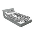 thumbnail image 2 of Ambesonne Japanese Fitted Sheet & Pillow Sham Set, Ying Yang, Twin, Black White, 2 of 2