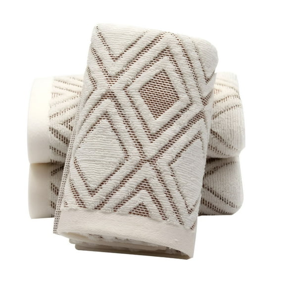 ACDANC Hand Towels Set of 2 Diamond Pattern 100% Cotton Absorbent Soft Towel for Bathroom 3474cm Beige