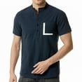 thumbnail image 4 of fartey Men's Cotton Linen Henley Shirt Loose Fit Short Sleeve T-Shirts Top Casual Summer Stand Collar Breathable Tshirts Lightweight Soft Button Up Solid Tops with Pocket, 4 of 6