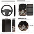 thumbnail image 5 of Uorisanigo Car Seat Covers Full Set Funny Skull Flower Steering Wheel Cover Pack of 18 Universal Armrest Cushion,Shoulder Strap Protector,Hand Brake Headrest Gear Shift Cover,Coasters,Keychain, 5 of 7