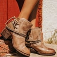 thumbnail image 5 of asdoklhq Womens Boots Clearance Under $20, Lace Up Thick Heel Classic Short Boots, 5 of 7