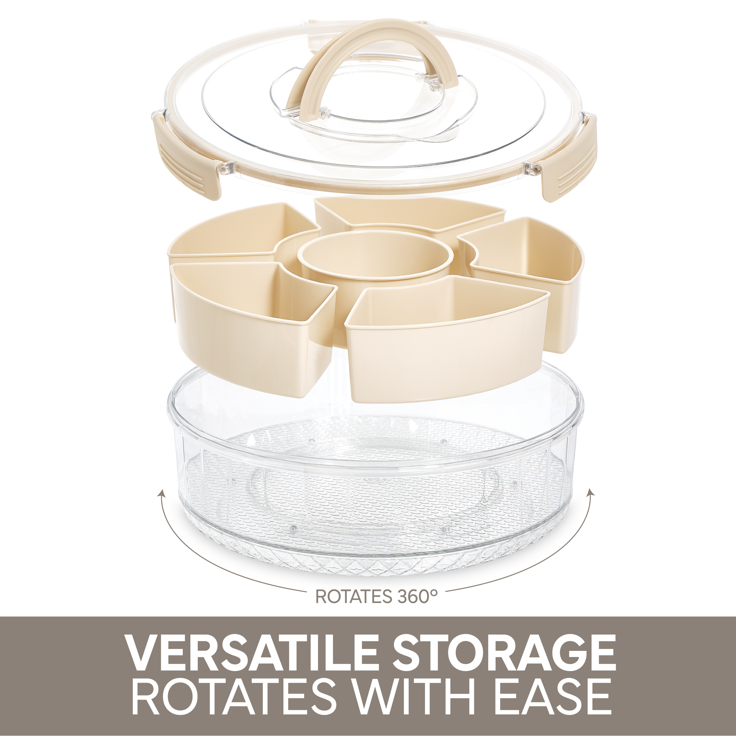 Cook With Color Round Snackle Box, 6-Compartment, Cream photo 2