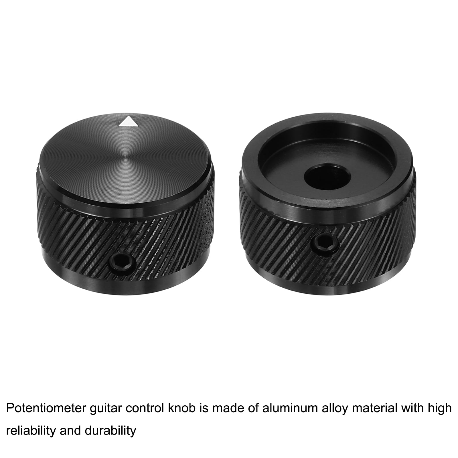 Uxcell 6 Pcs Aluminium Potentiometer Knobs, 1/4" (6mm) Universal Volume Tone Control Knobs for Guitar, Bass, Twill 5/8" Black