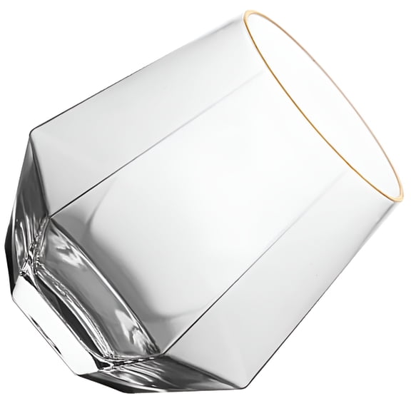 ACDANC Glass Hexagon Cup Tumblers Exquisite Gold Rimmed Wine Glasses Cocktails Transparent Whiskey Dessert Cups Drinking