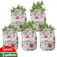 thumbnail image 1 of Watercolor Grow Bags 5-Pack, Poinsettia Rowan, Heavyduty Fabric Pots with Handles for Plants, 2 Sizes, Vermilion Green Magenta, by Ambesonne, 1 of 3