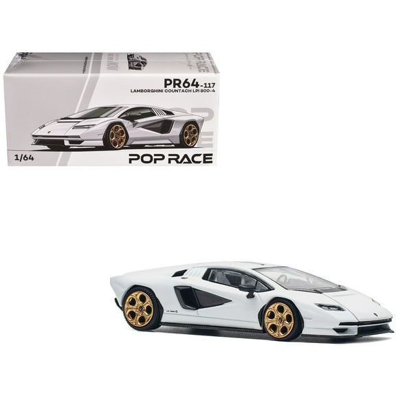 Lamborghini Countach LPI 800-4 White with Carbon Accents 1/64 Diecast Model Car by Pop Race