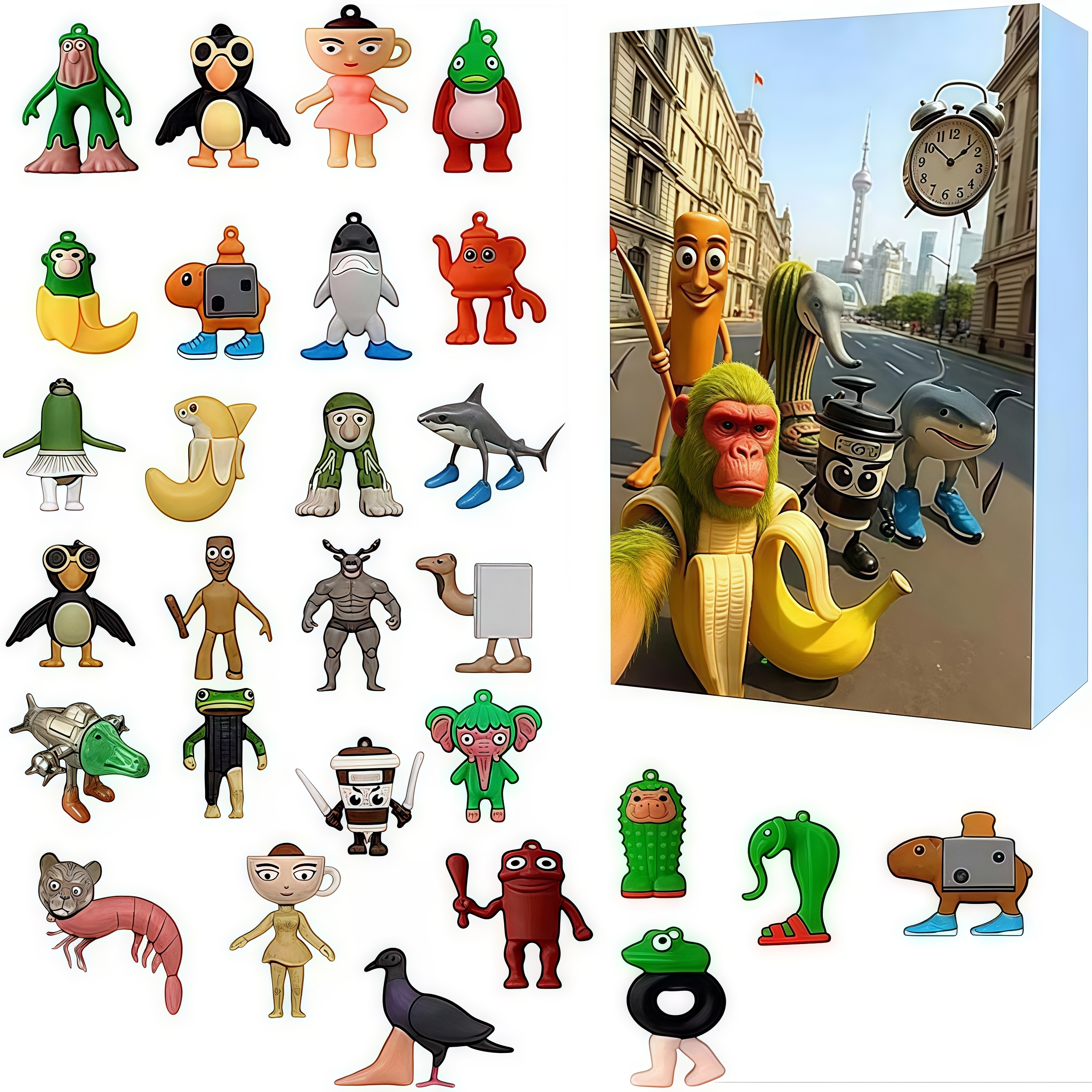 LUKIUP Calendrier de l'Avent italien 2025 - Tung Tung Tung Sahur Tralalero Tralala - Figurine unique - 24 jours des surprises, Boîte cadeau italienne, Figurines de vacances, Calendrier de l'Avent