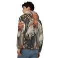 thumbnail image 4 of Honeii Vintage Floral White Horse Print Hoodies for Men, Pullover & Full Zip, Breathable Zip up Hoodie, Sweatshirt-XX-Large, 4 of 5