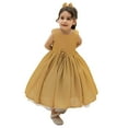 thumbnail image 4 of JUoaLXG Baby Girls Casual Dresses Summer Kids Floral Pageant Party Child Gown Princess Dress Outwear,Yellow,6-12 Months, 4 of 7