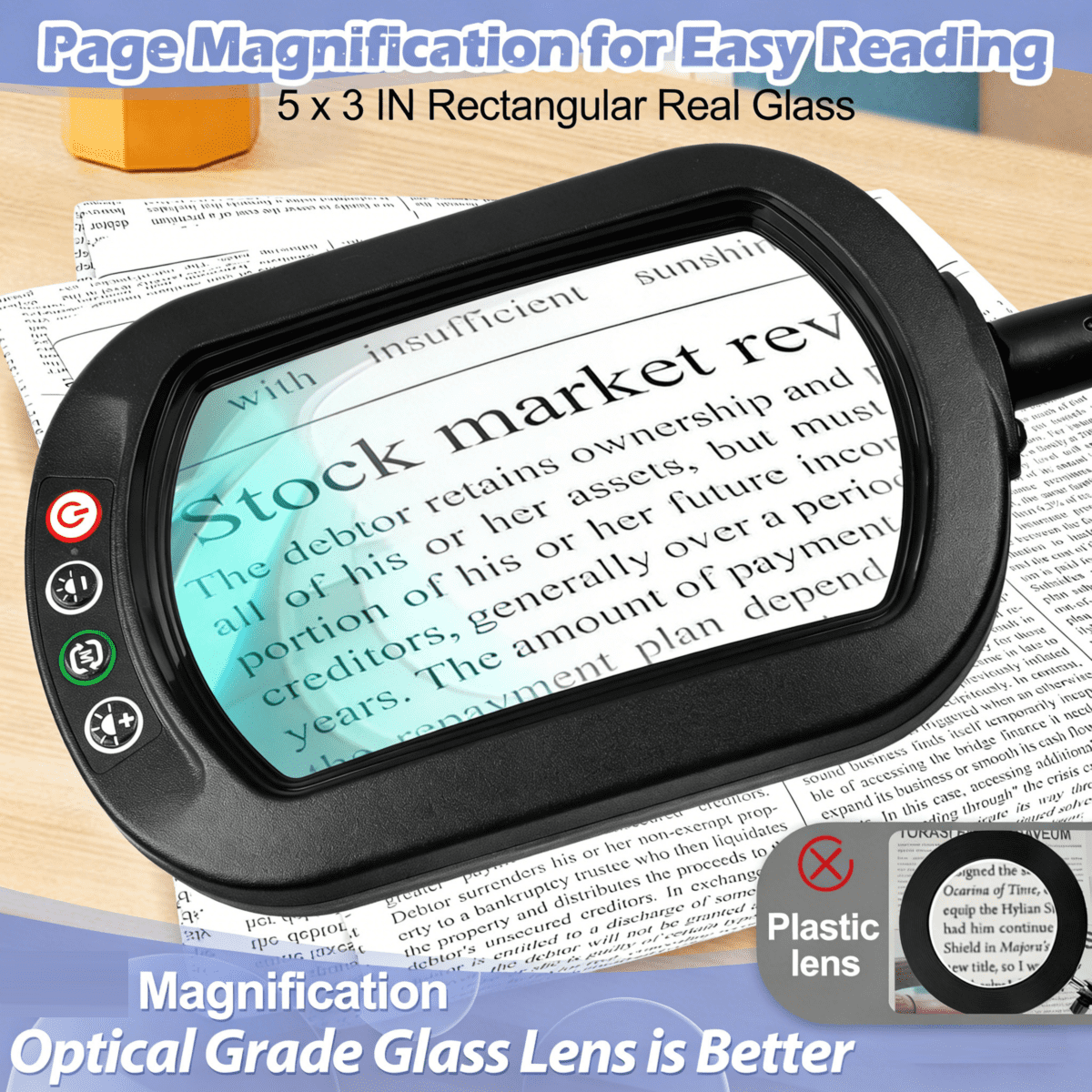 3-in-1 LED Magnifying Floor Lamp with Clamp, 24-inch Flexible Gooseneck, 5 Color Modes Stepless, Hands Free for Reading