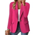 thumbnail image 2 of WULMLEO Women Blazer Button Oversized Fall Blazers Tweed Dressy Fashion Petite Long Sleeve Suits Jacket Business Summer Elegantes Lightweight Dress Mujer Open Front Hot Pink 3XL, 2 of 3