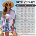 thumbnail image 7 of Xoenoiee Boho Mandala Marble Print Women's 2 Piece Outfits Kimono Cover Ups Half Sleeve Blouse and High Waist Shorts Set Summer Beachwear Cruise Outfits, S, 7 of 7