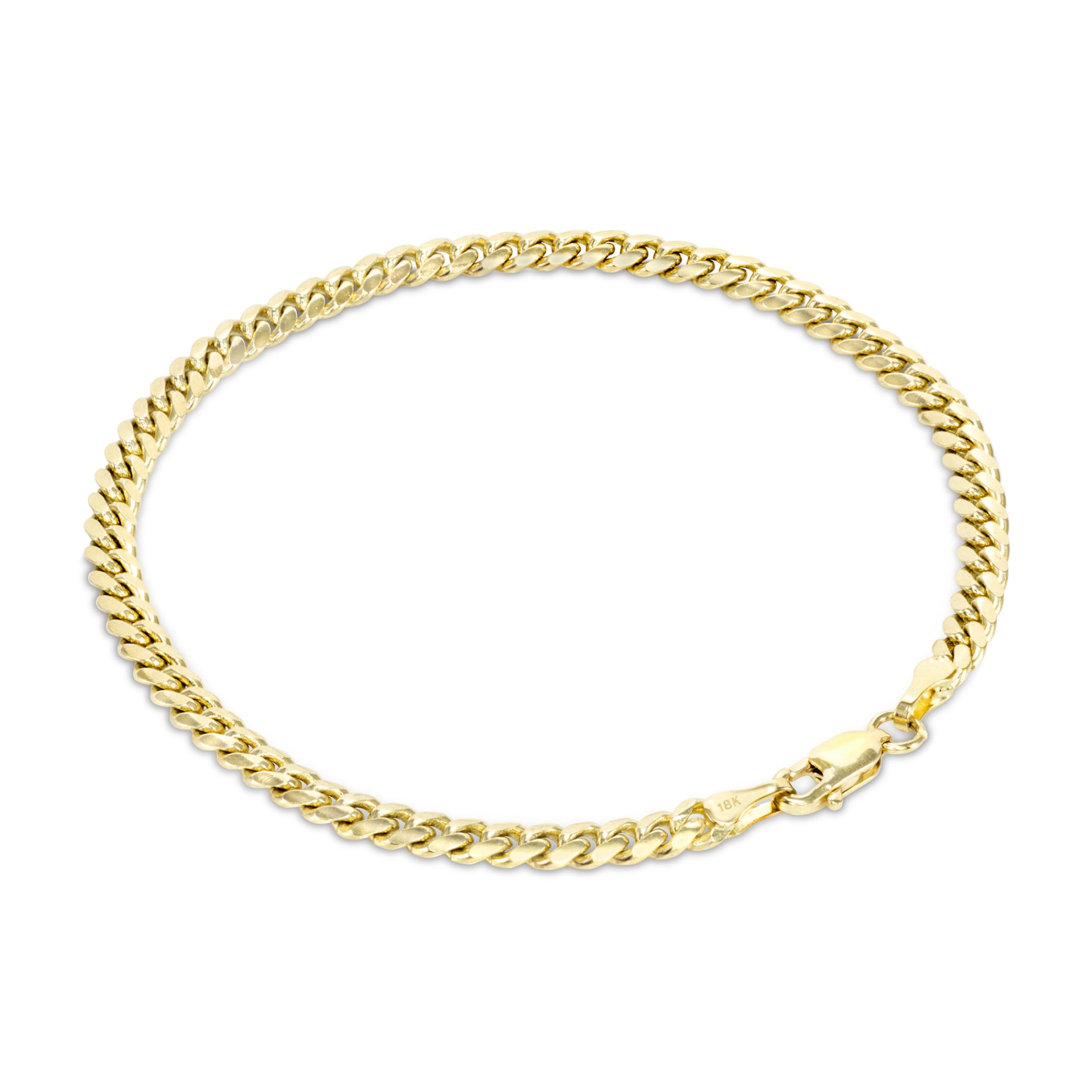 Nuragold 18K Real Yellow Gold Solid Miami Cuban Link Chain Bracelet 7"-9" (2.7mm-7mm) Italian Jewelry for Men & Women
