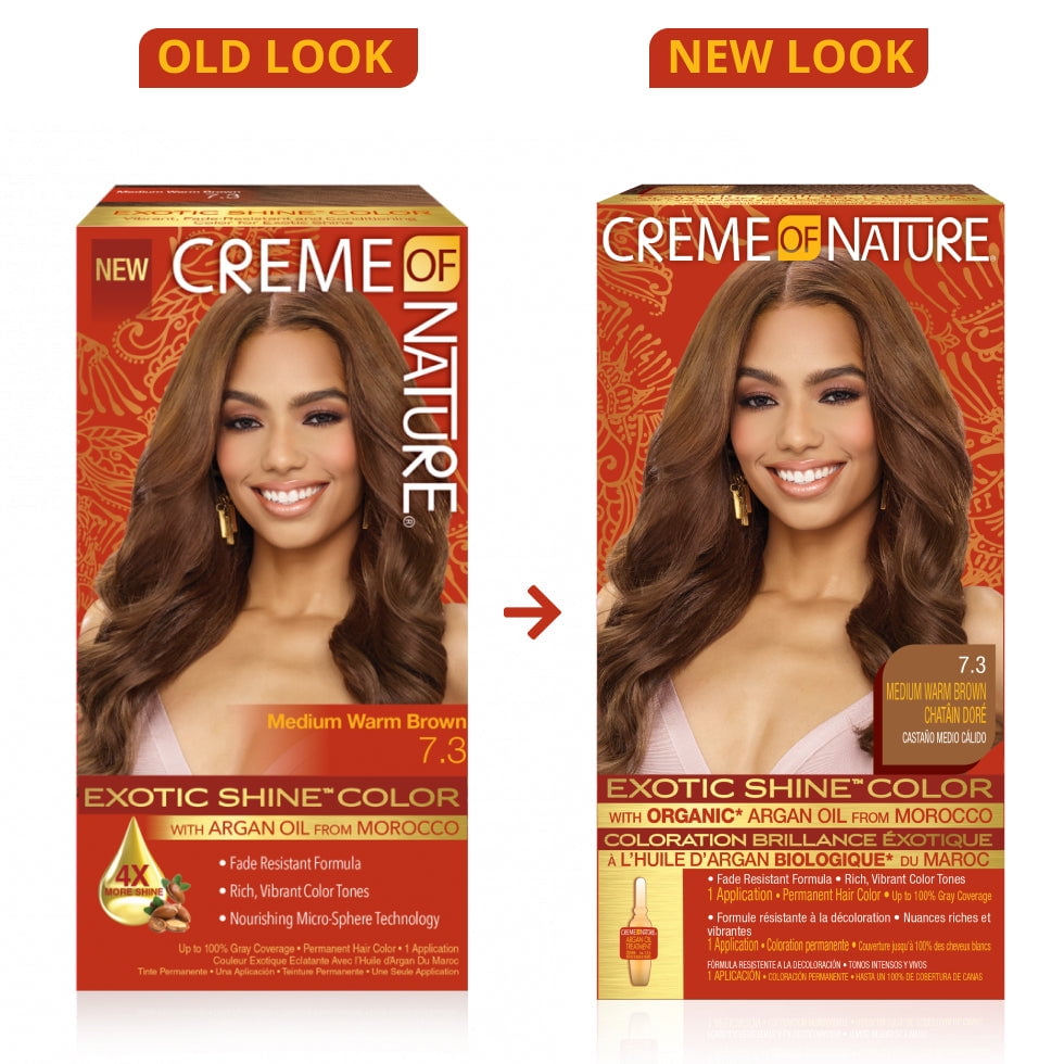 Creme Of Nature Exotic Shine Color With Argan Oil Medium Warm Brown 7.3, 1 Ea, 3 Pack