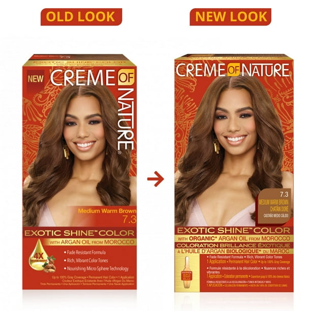Creme Of Nature Exotic Shine Color With Argan Oil Medium Warm Brown 7.3, 1  Ea, 3 Pack