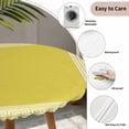 thumbnail image 5 of Yellow Geometric Round Fitted Tablecloth with Elastic Edge, Waterproof Table Cloth Table Cover for 36"-44" Tables, White Greek Key Design Abstract Modern Art Tablecloths for Dining Picnic Outdoor, 5 of 9