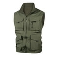 thumbnail image 6 of CharmCyan Men's Outdoor Cargo Vest Fishing Work Travel Photo Vests Zip Up Stand Collar Sleeveless Jacket With Pockets Army Green L, 6 of 7