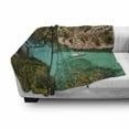 thumbnail image 3 of Nature Soft Flannel Fleece Blanket, Small Yacht Floating in Sea Majorca Spain Rocky Hills Forest Trees Scenic View, Cozy Plush for Indoor and Outdoor Use, 70" x 90", Green Aqua Blue, by Ambesonne, 3 of 6