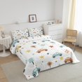 thumbnail image 2 of YST Cute Cars Bedding Comforter Sets Colorful Stars Pattern Comforter Set Queen Size Hand Drawn Tree Bedding Vehicle Road Signs Quilt Kids Road Traffic themed Duvet Insert 3Pcs, 2 of 5
