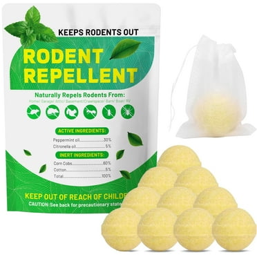 Sesiiduo Mouse Repellent Pouches - Peppermint Oil Rodent Repellent Balls for Indoor & Outdoor Use - Repel Mice, Rats, Squirrels, Spiders & More - Perfect for RVs, Garages, Attics & Homes - 10 Pack